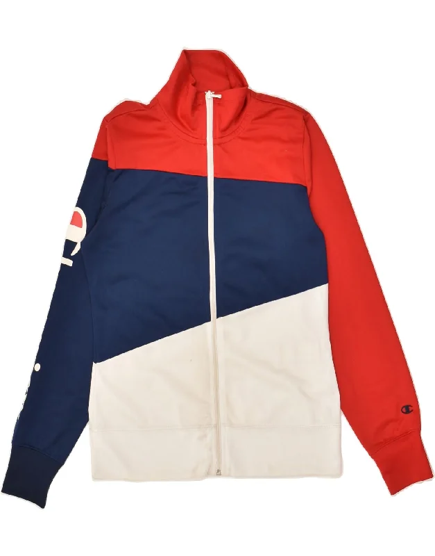 men's windbreaker jackets -CHAMPION Boys Graphic Tracksuit Top Jacket 12-13 Years Small Navy Blue