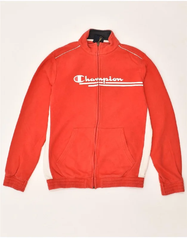 men's classic jackets -CHAMPION Boys Graphic Tracksuit Top Jacket 13-14 Years XL Red Cotton