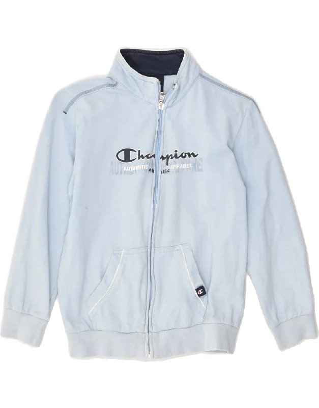 men's casual quilted jackets -CHAMPION Boys Graphic Tracksuit Top Jacket 7-8 Years Small Blue Cotton