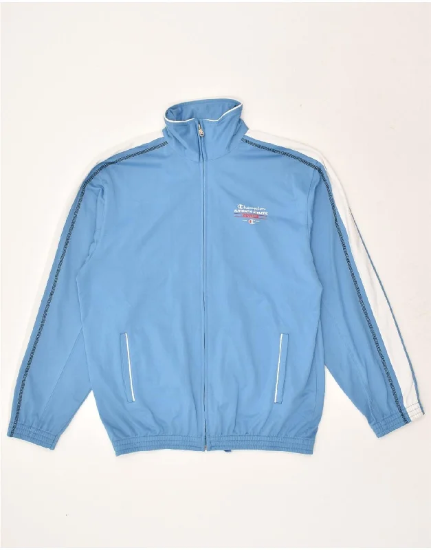 men's varsity jackets -CHAMPION Boys Tracksuit Top Jacket 13-14 Years XL Blue Polyester