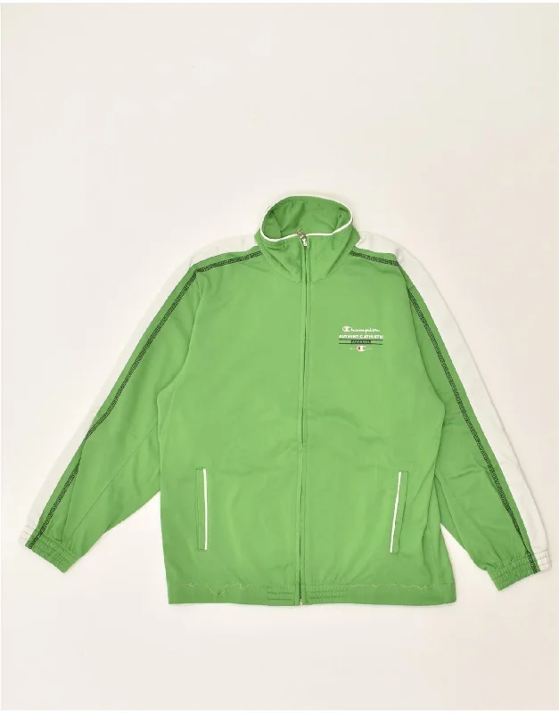 men's jacket for autumn wear -CHAMPION Boys Tracksuit Top Jacket 9-10 Years Medium Green Polyester