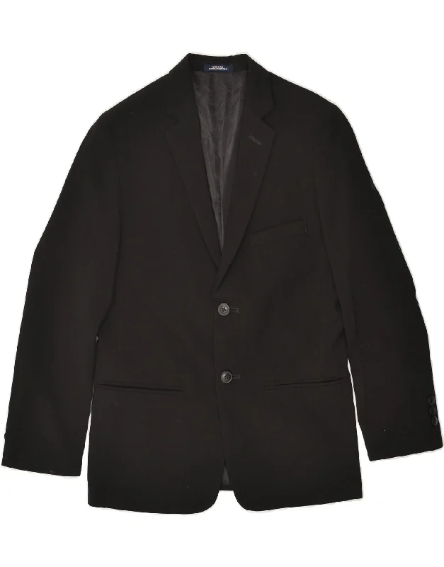 men's lightweight windbreakers -CHAPS Boys 2 Button Blazer Jacket 13-14 Years Black Polyester