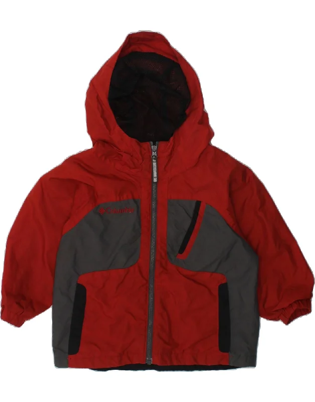 men's trench coats -COLUMBIA Boys Hooded Windbreaker Jacket 2-3 Years Red Colourblock