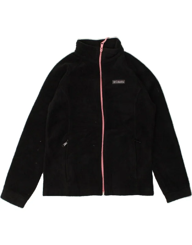 men's varsity jackets -COLUMBIA Girls Fleece Jacket 14-15 Years Large Black Polyester