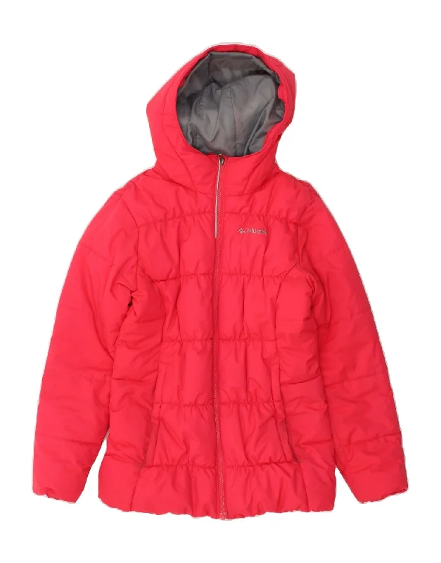 men's warm jackets for fall -COLUMBIA Girls Hooded Padded Jacket 13-14 Years Large Pink Polyester