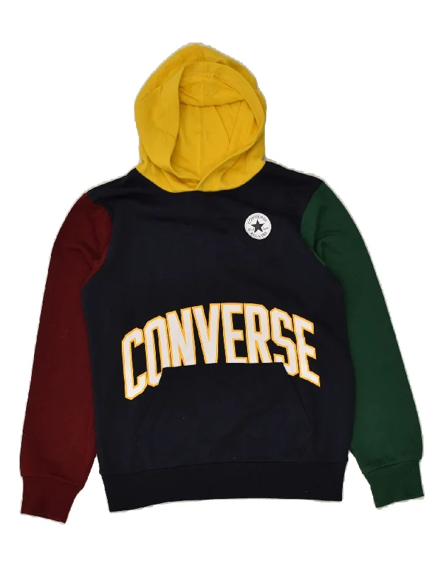 men's cozy hoodies -CONVERSE Boys Graphic Hoodie Jumper 12-13 Years Large  Multicoloured