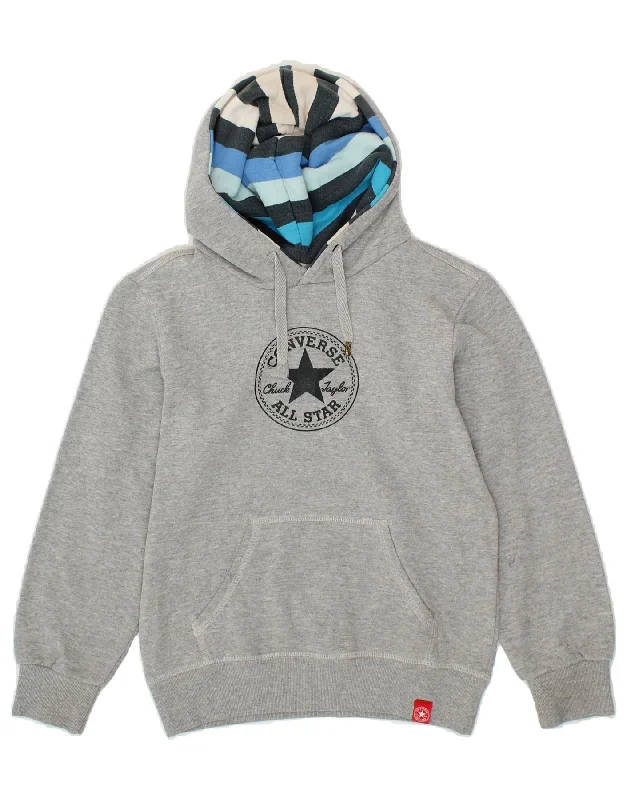 men's hoodies for winter -CONVERSE Boys Graphic Hoodie Jumper 7-8 Years Grey Cotton