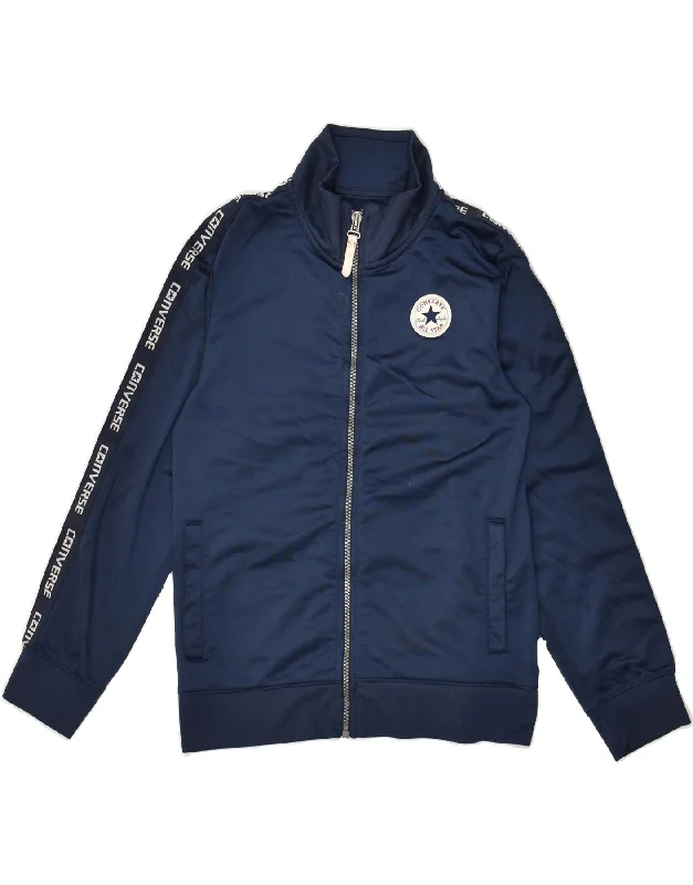 men's wool jackets -CONVERSE Boys Tracksuit Top Jacket 10-11 Years Medium Navy Blue Polyester