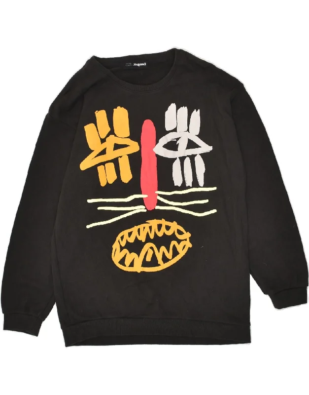 men's versatile hoodies -DESIGUAL Boys Graphic Sweatshirt Jumper 11-12 Years Black