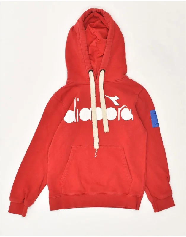 men's oversized hoodie sweatshirt -DIADORA Boys Graphic Hoodie Jumper 11-12 Years Red