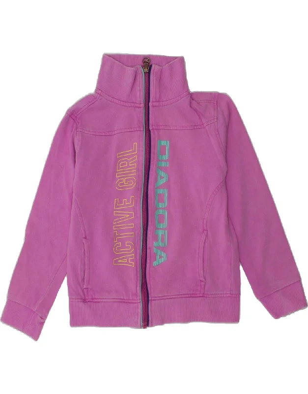 men's lightweight jackets for travel -DIADORA Girls Graphic Tracksuit Top Jacket 5-6 Years Small  Pink Cotton