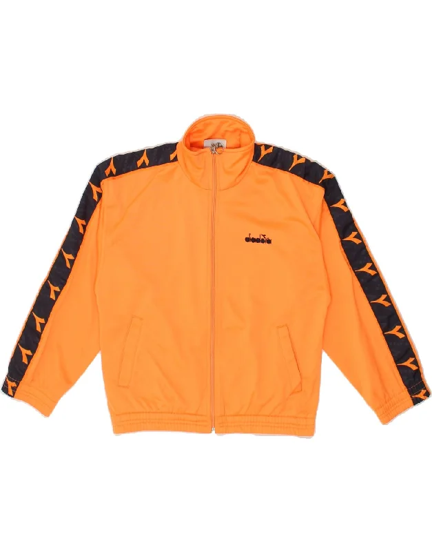 men's jacket for autumn wear -DIADORA Girls Tracksuit Top Jacket 11-12 Years Orange Polyester