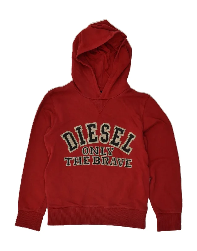 men's lightweight cotton hoodie -DIESEL Boys Graphic Hoodie Jumper 11-12 Years Red Cotton