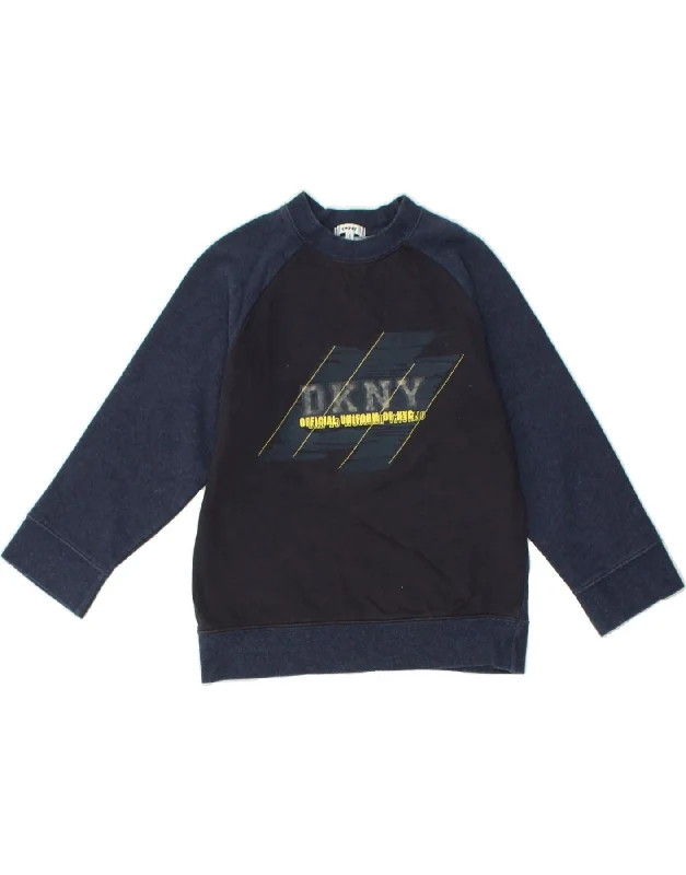 men's hoodie for outdoor workouts -DKNY Boys Graphic Sweatshirt Jumper 7-8 Years Navy Blue Cotton