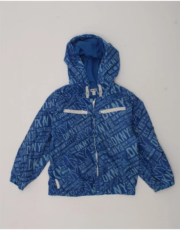 men's puffer jackets -DKNY Boys Hooded Rain Jacket 2-3 Years Blue Polyester