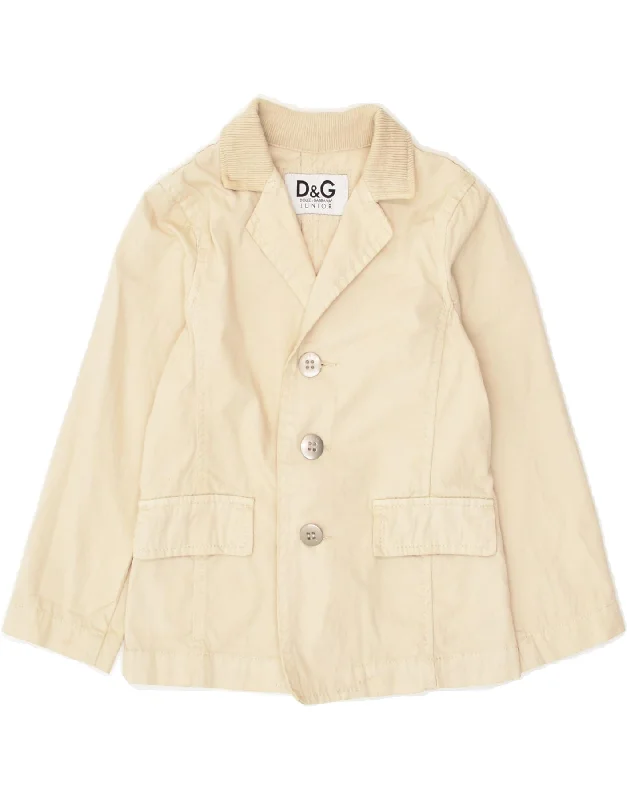 men's warm and insulated jackets -DOLCE & GABBANA Boys 3 Button Blazer Jacket 3-4 Years Beige Cotton