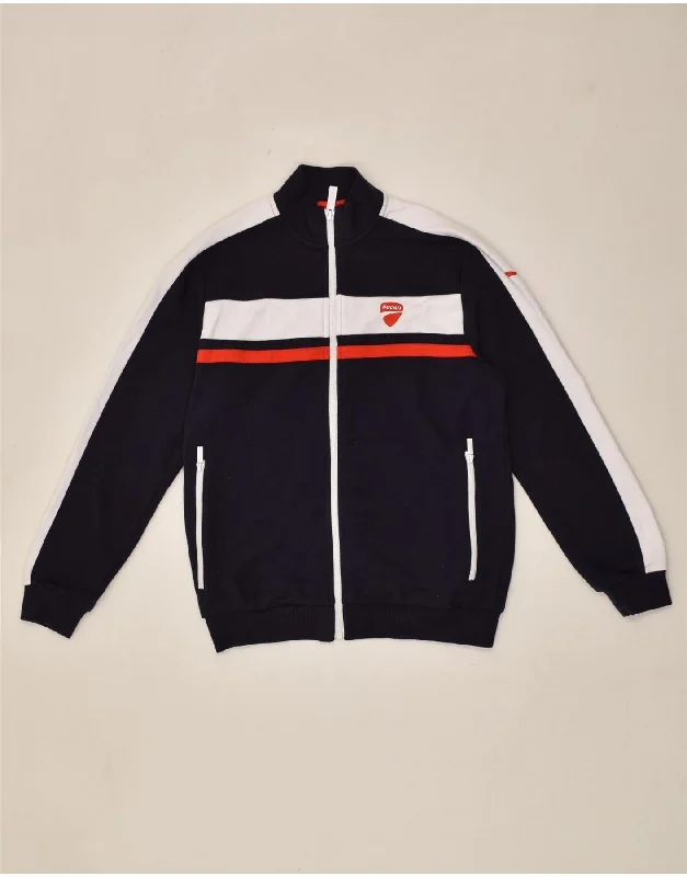 men's quilted jackets for rain -DUCATI Boys Tracksuit Top Jacket 11-12 Years Navy Blue Colourblock