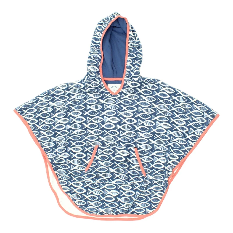 men's pullover hoodie with drawstrings -Fat Face Boys Girls Navy Fish Patterned Towel Hoodie | Kids Designer Beachwear