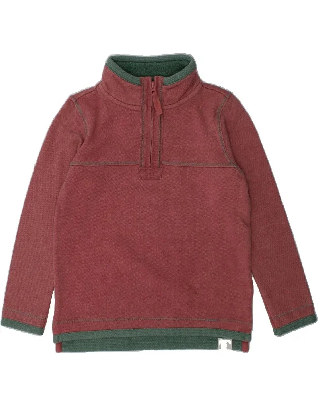 men's eco-friendly sweatshirt hoodies -FAT FACE Boys Zip Neck Sweatshirt Jumper 6-7 Years Red Cotton