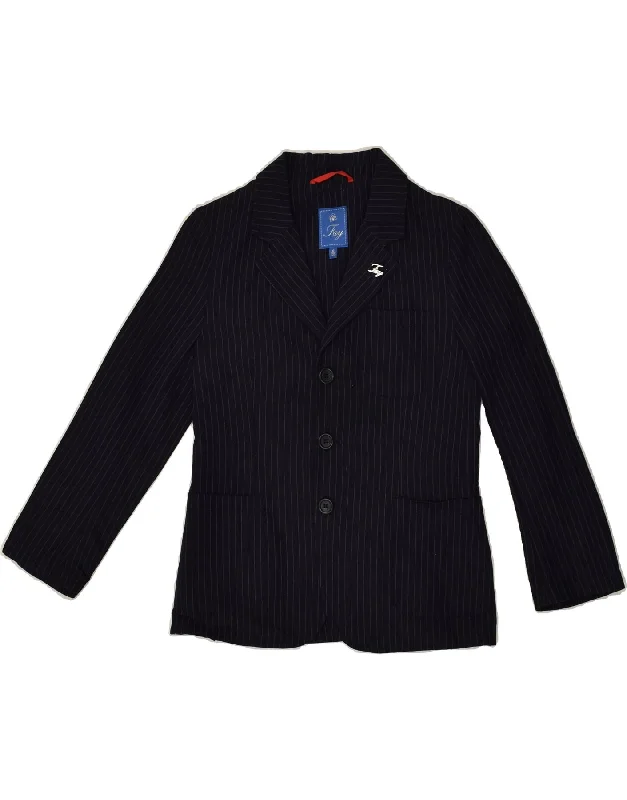 men's rugged jackets -FAY Boys 3 Button Blazer Jacket 7-8 Years Navy Blue Striped