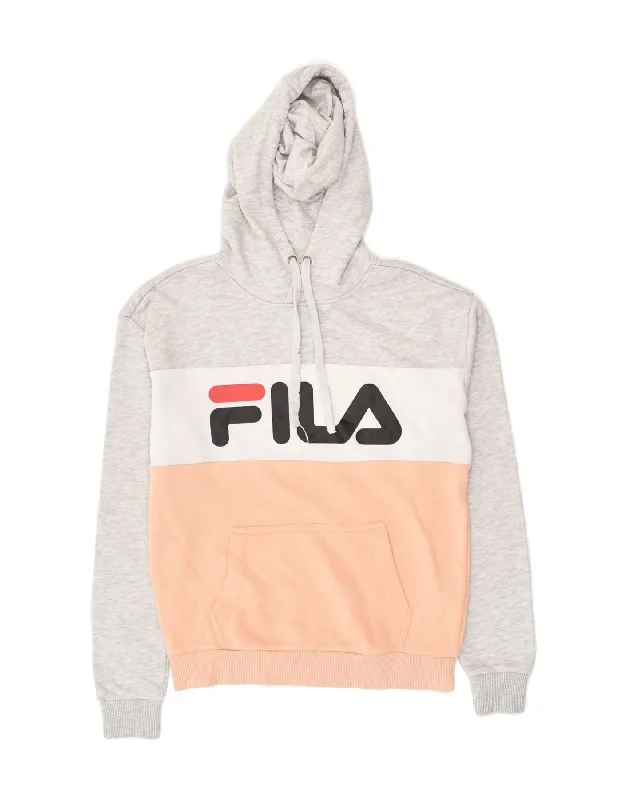 men's lightweight sweatshirts -FILA Boys Graphic Hoodie Jumper 15-16 Years XS  Grey Colourblock Cotton