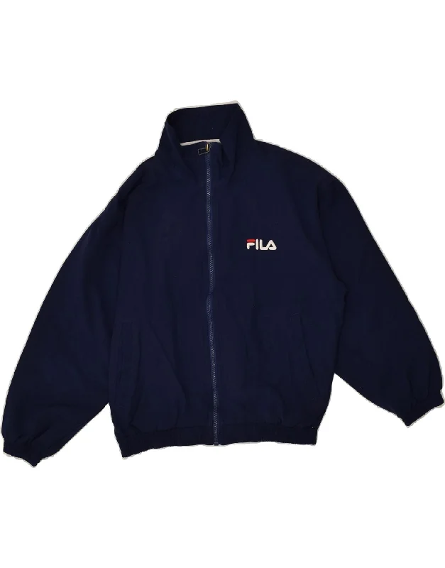 men's weather-resistant jackets -FILA Boys Graphic Tracksuit Top Jacket 10-11 Years  Navy Blue Polyester