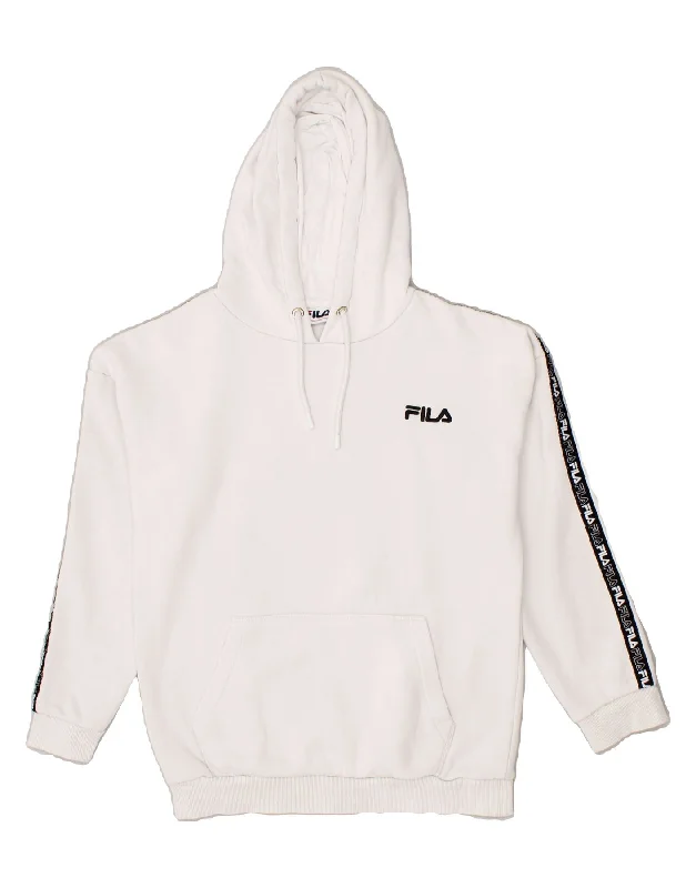 men's performance hoodies -FILA Girls Oversized Graphic Hoodie Jumper 7-8 Years XS White Cotton