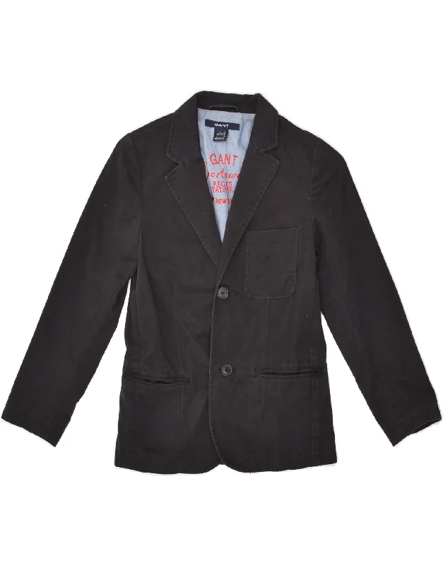 men's stylish outdoor jackets -GANT Boys 2 Button Blazer Jacket 9-10 Years Large  Black Cotton