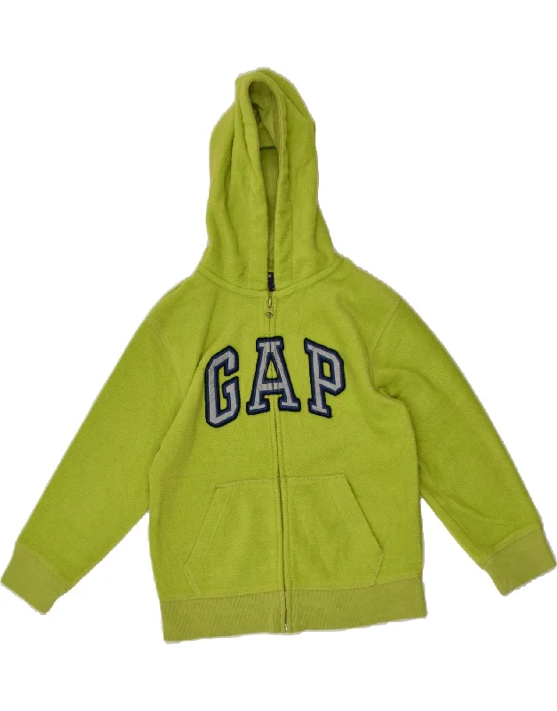 men's down-filled jackets -GAP Boys Graphic Hooded Fleece Jacket 6-7 Years Small Green Polyester