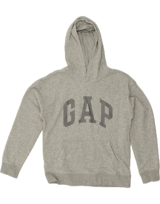 men's hoodie for outdoor workouts -GAP Boys Graphic Hoodie Jumper 14-15 Years 2XL Grey Cotton