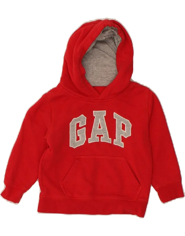 men's hoodie for layering -GAP Boys Graphic Hoodie Jumper 2-3 Years Red Cotton