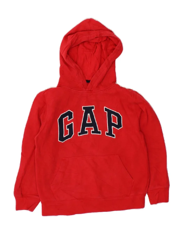 men's hoodie with designs -GAP Boys Graphic Hoodie Jumper 8-9 Years Medium  Red Cotton