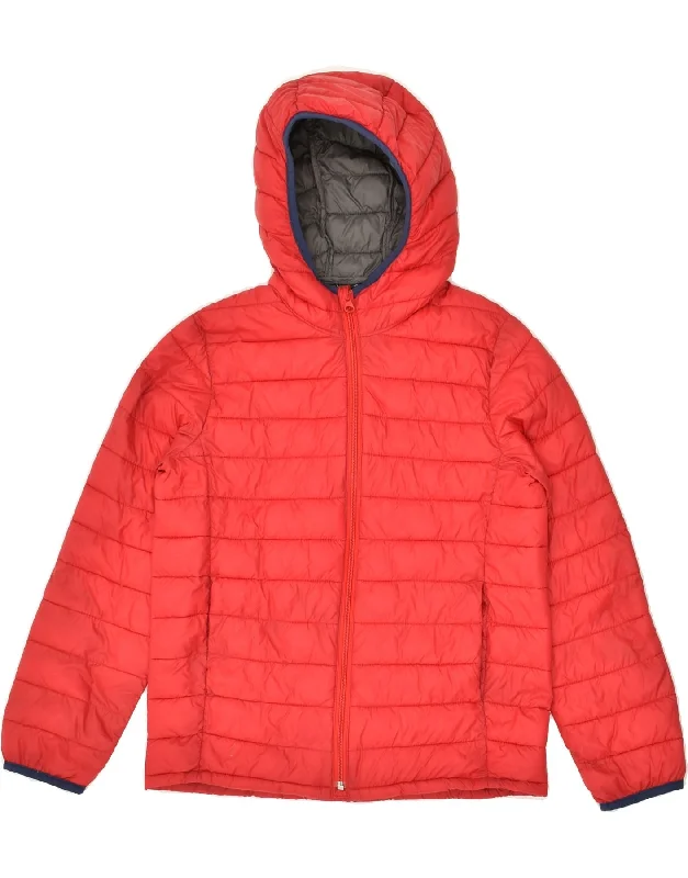 men's denim jackets -GAP Boys Hooded Padded Jacket 9-10 Years Large Red Polyester