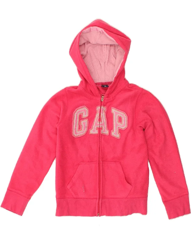 men's outdoor fleece jackets -GAP Girls Graphic Hooded Fleece Jacket 7-8 Years Medium   Pink Polyester