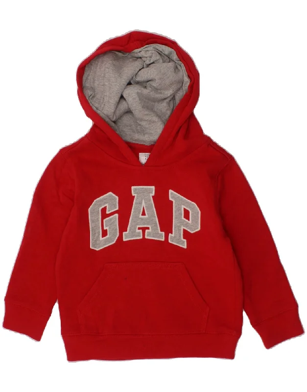 men's stylish fleece hoodies -GAP Girls Graphic Hoodie Jumper 2-3 Years Red Cotton