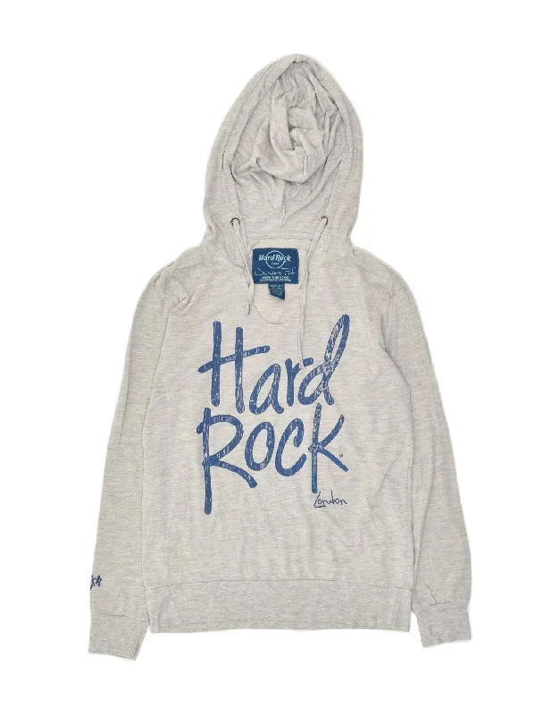 men's long sleeve hoodie -HARD ROCK CAFE Boys London Graphic Hoodie Jumper 12-13 Years Medium Grey