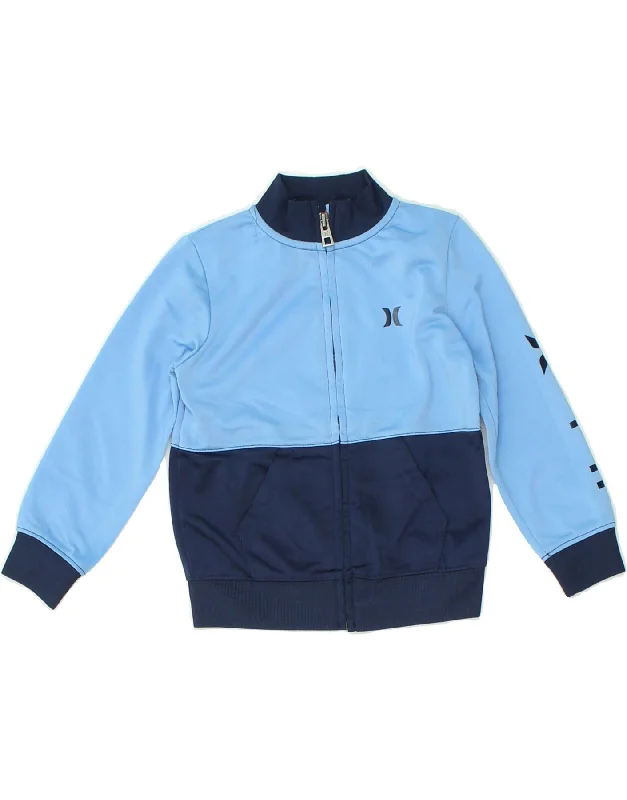 men's waterproof jackets -HURLEY Boys Graphic Tracksuit Top Jacket 2-3 Years Blue Colourblock