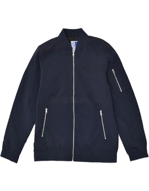 men's parkas -JACK & JONES Boys Bomber Jacket 13-14 Years Navy Blue Polyester