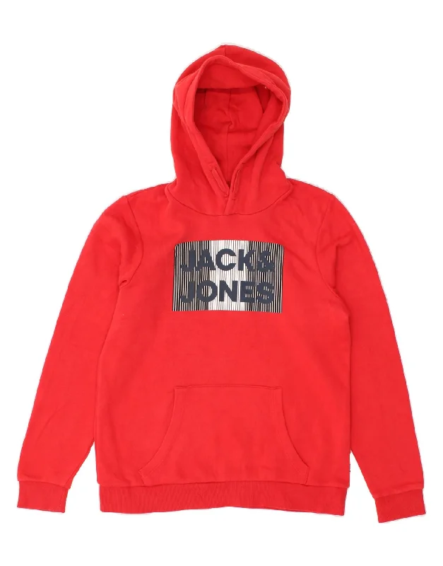 men's light hoodie for spring -JACK & JONES Boys Graphic Hoodie Jumper 15-16 Years Red Cotton