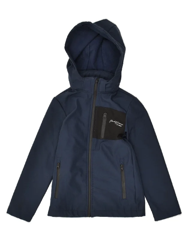 men's quilted jackets for winter -JACK & JONES Boys Hooded Rain Jacket 7-8 Years Navy Blue Polyester