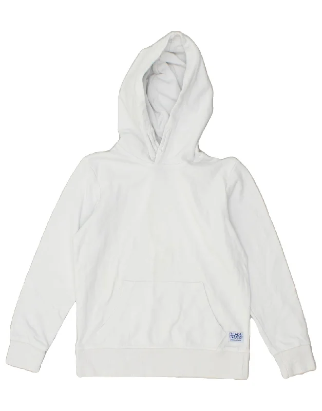 men's performance hoodies -JACK & JONES Boys Hoodie Jumper 9-10 Years White Cotton