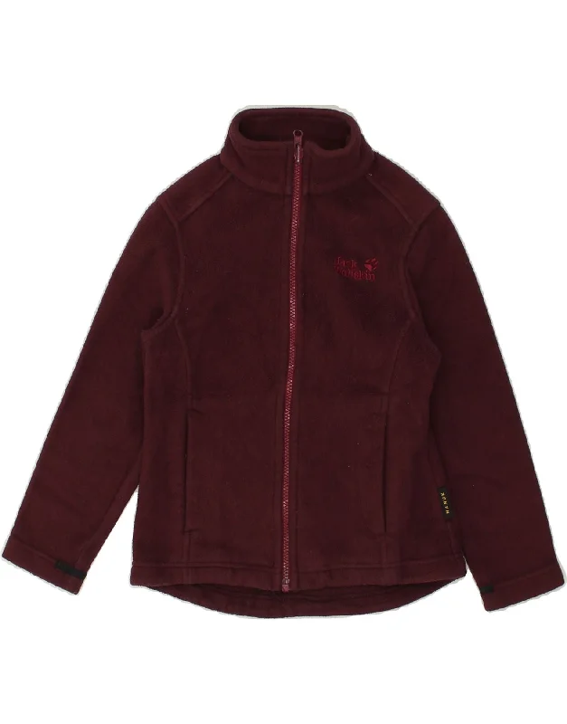 men's work jackets -JACK WOLFSKIN Girls Fleece Jacket 7-8 Years Burgundy Polyester