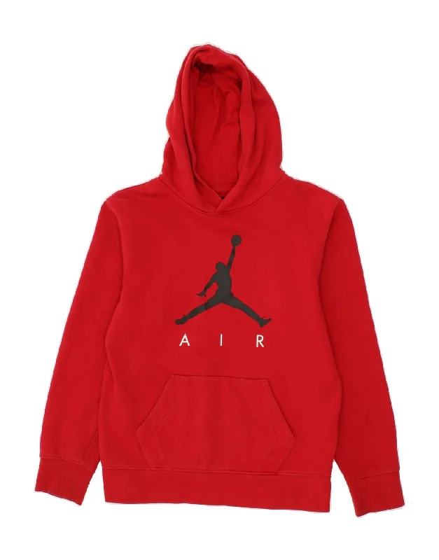 men's light hoodie for spring -JORDAN Boys Graphic Hoodie Jumper 12-13 Years Red Cotton