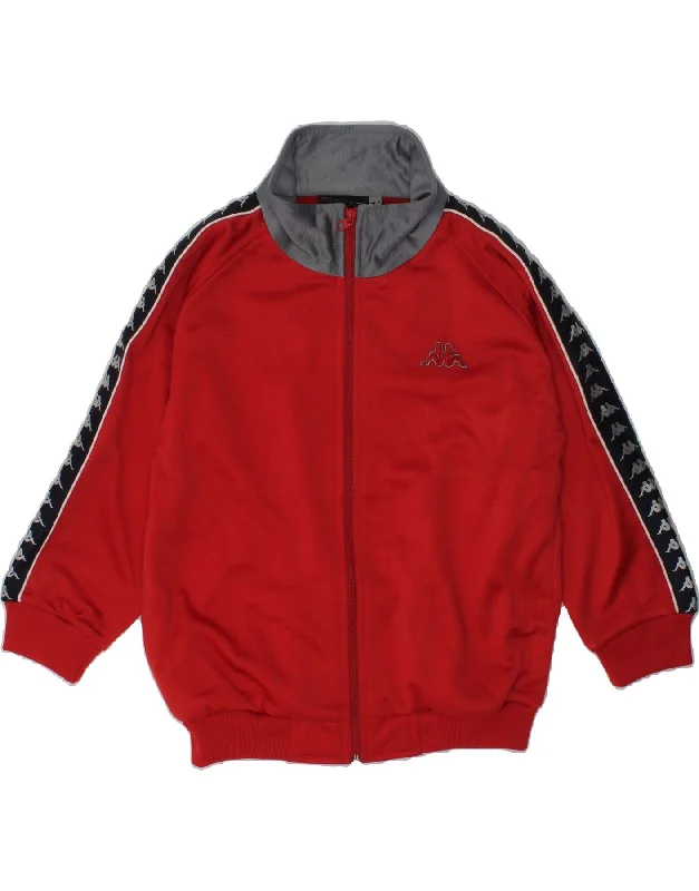 men's professional jackets -KAPPA Boys Graphic Tracksuit Top Jacket 3-4 Years Red Polyester