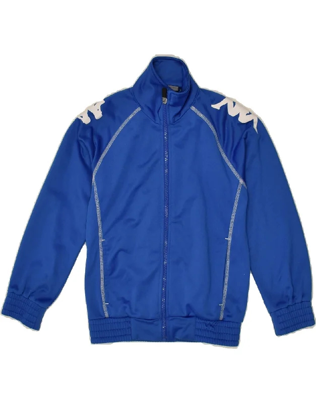 men's outdoor adventure jackets -KAPPA Boys Graphic Tracksuit Top Jacket 7-8 Years Blue Polyester