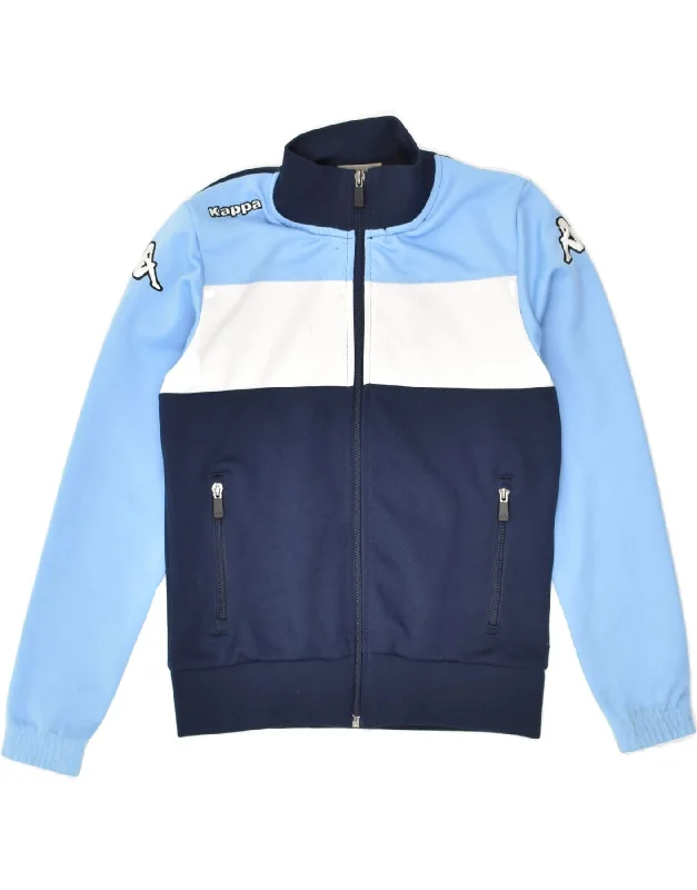 men's insulated jackets -KAPPA Boys Graphic Tracksuit Top Jacket 9-10 Years Blue Colourblock