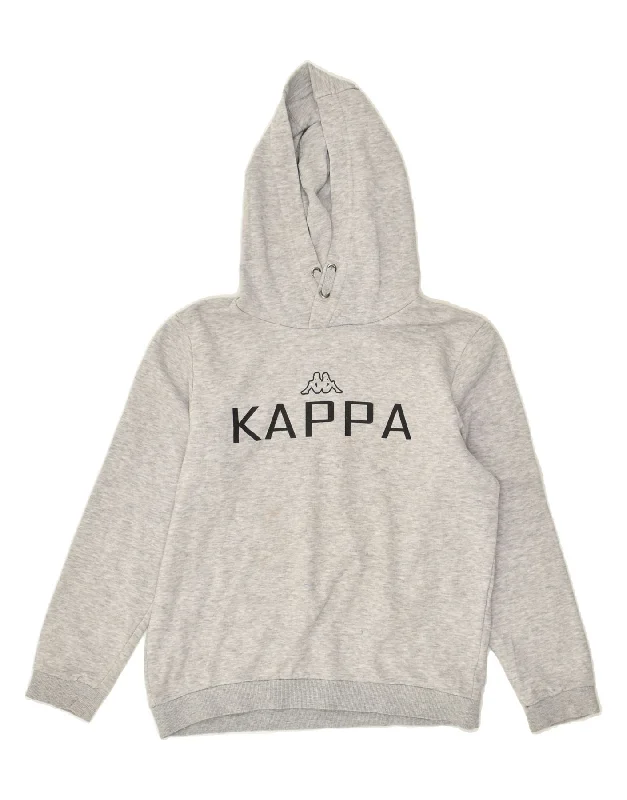 men's casual hoodies with stripes -KAPPA Boys Loose Fit Graphic Hoodie Jumper 11-12 Years Grey Cotton