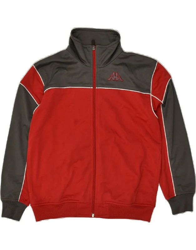 men's rain-resistant jackets -KAPPA Boys Tracksuit Top Jacket 12-13 Years Large Red Colourblock