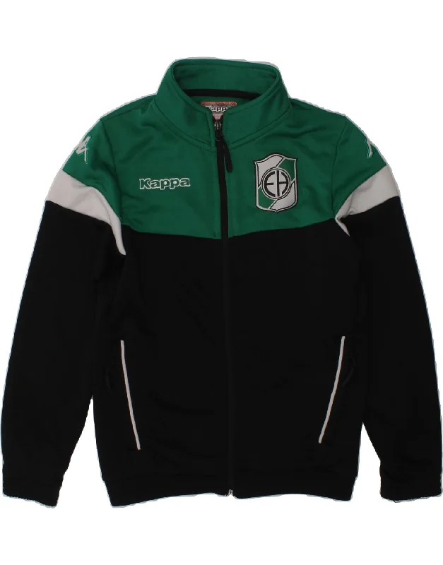 men's warm and insulated jackets -KAPPA Boys Tracksuit Top Jacket 9-10 Years Green Colourblock Polyester