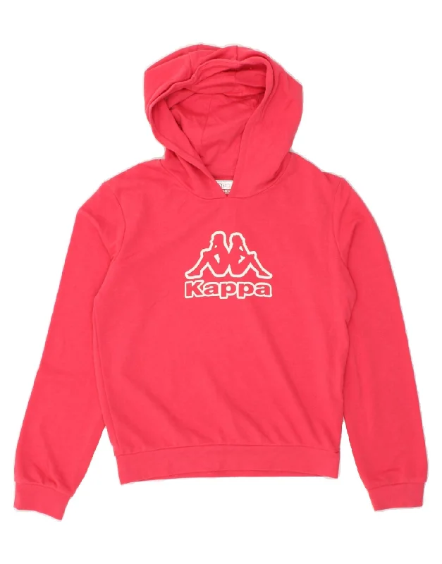 men's pullover hoodies -KAPPA Girls Graphic Hoodie Jumper 13-14 Years Pink Cotton